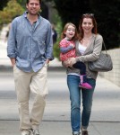 Alyson Hannigan and her husband Alexis Denisof take a stroll around Santa Monica with their baby Satyana
