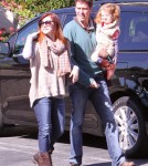 Alyson Hannigan out and about with her family; hubby Alexis Denisofin and daughter Satyana Denisof in Santa Monica, CA on November 5th, 2011.