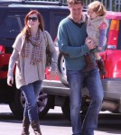 Alyson Hannigan out and about with her family; hubby Alexis Denisofin and daughter Satyana Denisof in Santa Monica, CA on November 5th, 2011.