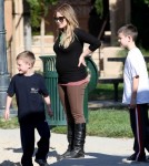 Hilary Duff with Mike Comrie and family at a Los Angeles, California park (November 25).