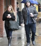 Pregnant Hilary Duff and Mike Comrie enjoy a rainy weather in Beverly Hills, California on November 20