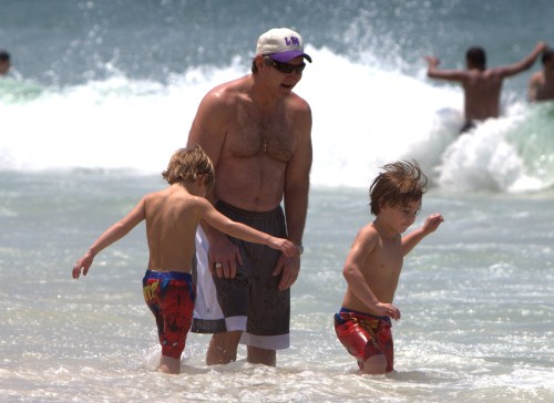 Jamie Spears takes his daughter Britney Spears’s sons, Sean Preston Federline and Jayden James Federline to Ipanema Beach in Rio de Janeiro, Brazil on November 11, 2011.