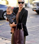 Miranda Kerr is spotted out and about with a bundled up baby Flynn Bloom in NYC.