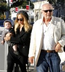 Rachel Zoe, her son Skyler Morrison Berman (b. March 23, 2011) and her father Ron Rosenzweig look at pop-art at Guy Hepner Art Gallery in West Hollywood.