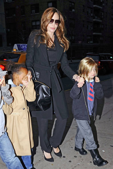 Angelina Jolie takes her children Shiloh, Zahara and Pax to watch the movie “The Muppets” in New York City.