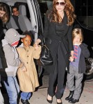 Angelina Jolie takes her children Shiloh, Zahara and Pax to watch the movie "The Muppets" in New York City.