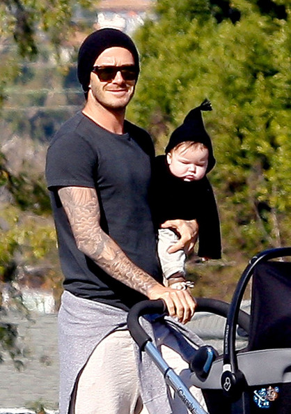 David & Victoria Beckham attend Romeo's Soccer Game with Harper in Santa Monica, Ca (December 10).