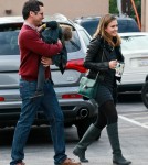 Jessica Alba and her husband Cash Warren drop off their daughter Honor at school in Santa Monica.