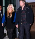 Mom-to-be Jessica Simpson having a romantic night out with fiance Eric Johnson at Il Buco restaurant in New York, New York on November 30, 2011