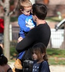 Mark Wahlberg spends quality time with his wife Rhea Durham and children, Ella Rae, Michael, Brendan Joseph and Grace Margaret at a park in Beverly Hills.