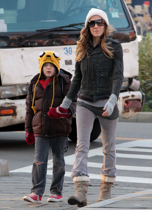 Sarah Jessica Parker and son James Broderick in New York, NY this morning December 9th, 2011.