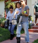 Superstar Halle Berry is spotted wearing a black cast on her leg while picking up her daughter Nahla from school