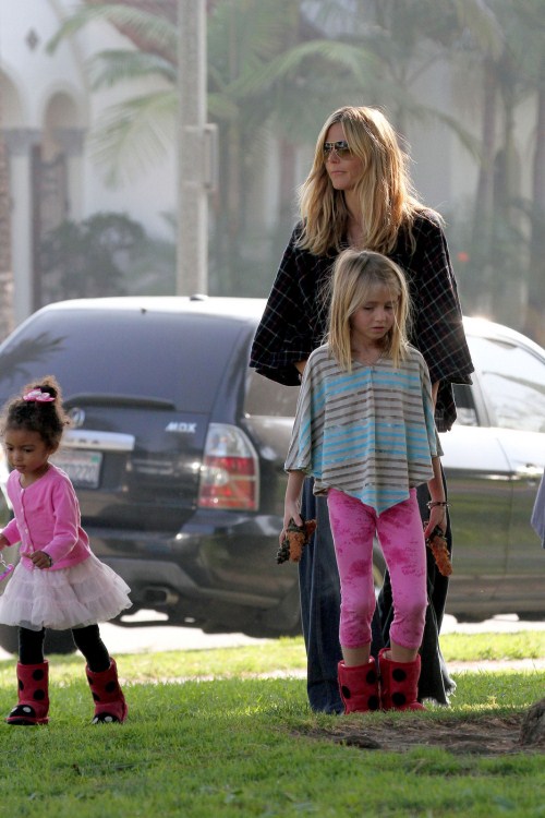 Heidi Klum, host of “Project Runway,” is seen out and about with her family in Brentwood