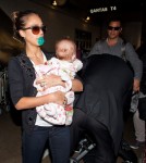 Jessica Alba, Cash Warren, and their daughter Haven Garner arrive at LAX