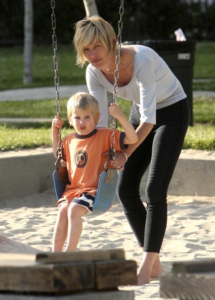 Sharon Stone & Son Roan At A Park In Beverly Hills