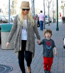 Christina Aguilera, along with her boyfriend Matthew Rutler, take her son Max to Legoland for his birthday.