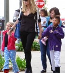 After picking up her children from karate class, Heidi Klum takes Leni , Henry and Lou to McDonald's for lunch.