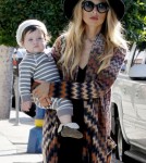 Rachel Zoe carries her adorable baby son Skyler as she does some shopping on Robertson Blvd in West Hollywood