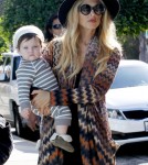 Rachel Zoe carries her adorable baby son Skyler as she does some shopping on Robertson Blvd in West Hollywood