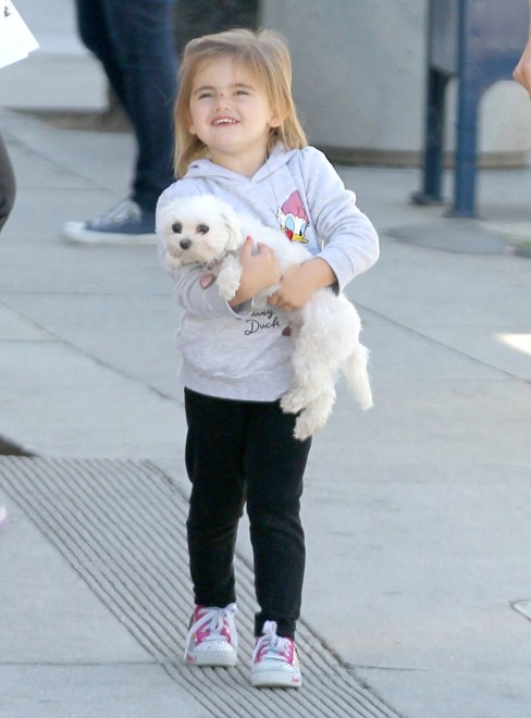 Pregnant Victoria’s Secret model Alessandra Ambrosio seen picking up her daughter Anja Mazur from school in Santa Monica, CA on February 22, 2012. Alessandra brought along her puppy for Anja to play with.