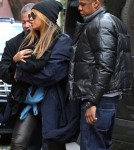 Beyonce Knowles and Jay-Z take their daughter Blue Ivy Carter out for a late lunch at Sant Ambroeus in New York City, NY on February 25, 2012.