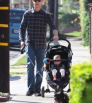 Colin Hanks enjoyed a stroll with his daughter Olivia Jane and the family dogs on February 1, 2012