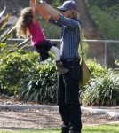 Gabriel Aubry takes daughter Nahla to the Los Angeles Zoo in California on February 19, 2012.