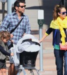 Jessica Alba and husband Cash Warren with daughters Honor and Haven at a park in Los Angeles February 18