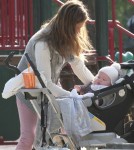 Jessica Alba and her husband Cash Warren play with their kids Honor and Haven at Coldwater Park on February 12, 2012 in Beverly Hills, CA.
