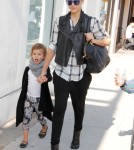 Jessica Alba takes daughter Honor Marie Warren to a cafe in Beverly Hills.