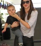 Model Miranda Kerr and her son Flynn Bloom catching a flight to Los Angeles in Sydney, Australia on February 28, 2012