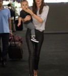 Model Miranda Kerr and her son Flynn Bloom catching a flight to Los Angeles in Sydney, Australia on February 28, 2012