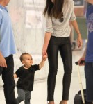 Model Miranda Kerr and her son Flynn Bloom catching a flight to Los Angeles in Sydney, Australia on February 28, 2012