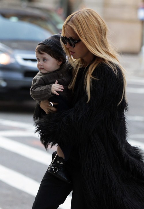 Designer Rachel Zoe arrived at her New York City, New York hotel with her son Skyler Morrison Berman on February 13, 2012.