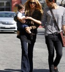 rachel Zoe and son Skyler grab a bite to eat with a friend at Hugo's Restaurant in Los Angeles, California on February 23, 2011.