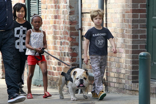 The Jolie-Pitt Kids Walk the Dog