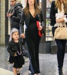 Model mom-to-be Alessandra Ambrosio attended the Mirror Mirror Premiere held at The Grauman's Chinese Theatre in Hollywood, California on March 17th, 2012 with her daughter Anja Ambrosio Mazur and a friend.