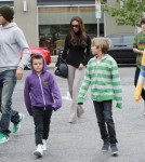 Soccer star David Beckman took his family out for lunch at Tsujitsa Artisan Noodles and then went shopping at the Black market store in los Angeles, California on March 17, 2012.