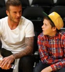David Beckham at the Lakers/Heat game with Brooklyn (March 4).