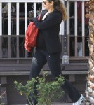 Pregnant actress Elizabeth Berkley out for lunch at Le Pain Quotidien in West Hollywood, California on March 13, 2012.