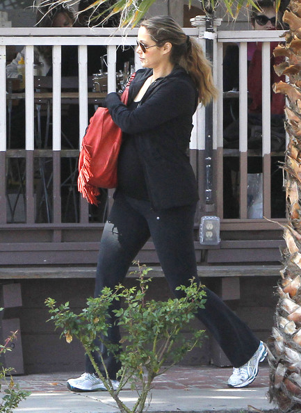 Pregnant actress Elizabeth Berkley out for lunch at Le Pain Quotidien in West Hollywood, California on March 13, 2012.