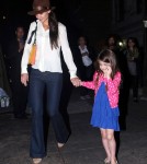 Katie Holmes and Suri Cruise step out for dinner at Joanne on the Upper West Side in New York City, NY on March 21, 2012.