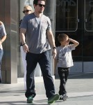 Actor Mark Wahlberg takes his sons Michael and Brendan to the movies in Century City, California on March 3, 2012