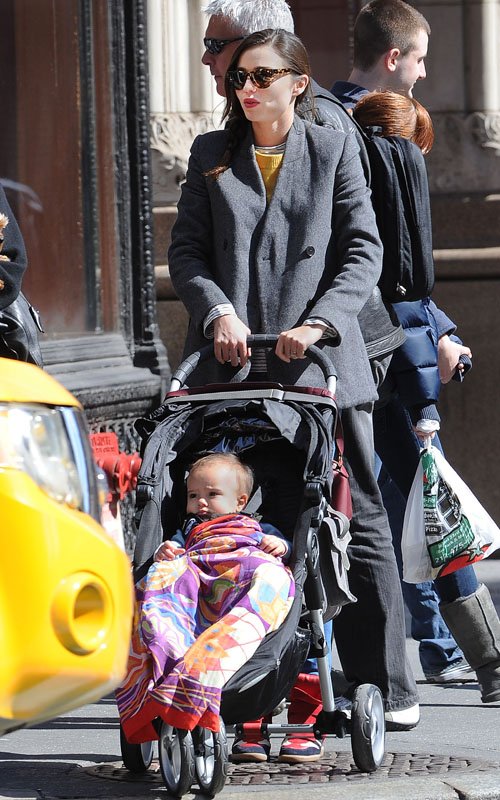 Miranda Kerr having lunch at the ABC Kitchen in NYC with Flynn (March 12)