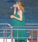 Uma Thurman enjoying a vacation with her kids Maya and Levon Hawke and her mother Nena von Schlebrugge on a yacht in St. Barts, France on March 24, 2012