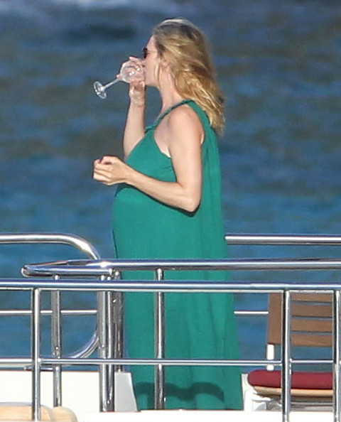 Uma Thurman enjoying a vacation with her kids Maya and Levon Hawke and her mother Nena von Schlebrugge on a yacht in St. Barts, France on March 24, 2012