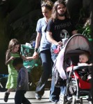 Drea de Matteo and fiance Shooter Jennings take their kids Alabama and Waylon to the Los Angeles Zoo in Los Angeles, California on April 7, 2012.