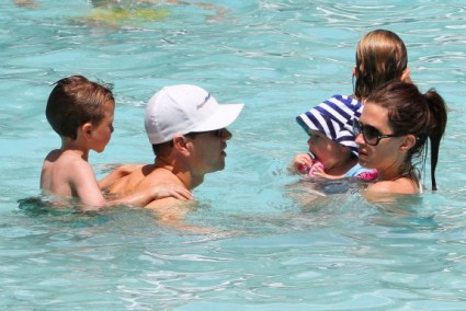 Mark Wahlberg And His Kids Play In The Pool