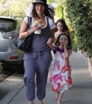 Soleil Moon Frye and husband Jason Goldberg taking their daughters Poet and Jagger to an Easter party in West Hollywood, California on April 7, 2012.