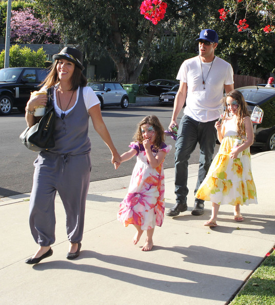 Soleil Moon Frye and husband Jason Goldberg taking their daughters Poet and Jagger to an Easter party in West Hollywood, California on April 7, 2012.